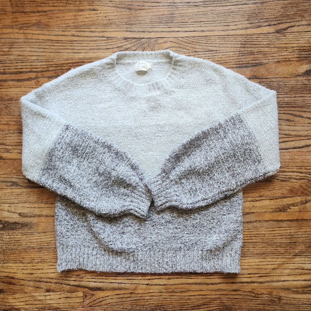 Dreamers by Debut Gray Color Block Boho-Chic Long Sleeve Crew Neck Sweater Small